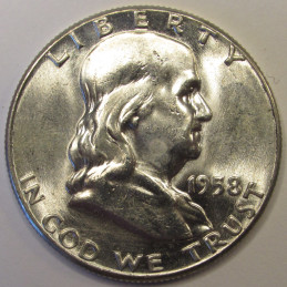 1958 Franklin Half Dollar - beautiful high grade uncirculated American silver coin