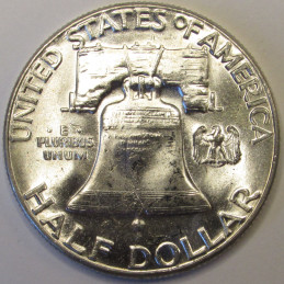 1958 Franklin Half Dollar - beautiful high grade uncirculated American silver coin