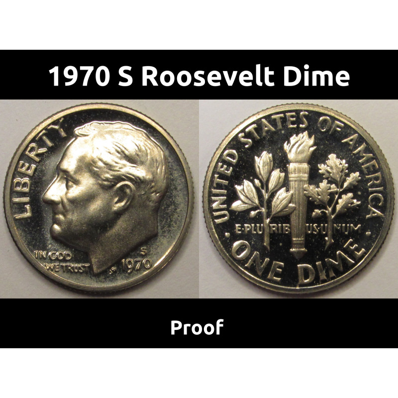 1970 S Roosevelt Dime - vintage proof American dime coin 1970 S Roosevelt Dime - vintage proof American dime coin