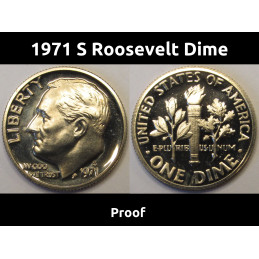 1971 S Roosevelt Dime  - vintage American beautiful proof coin