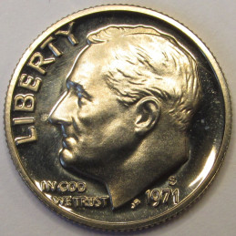 1971 S Roosevelt Dime  - vintage American beautiful proof coin