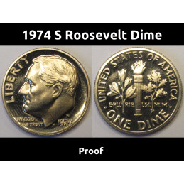1974 S Roosevelt Dime - vintage beautiful American proof dime
