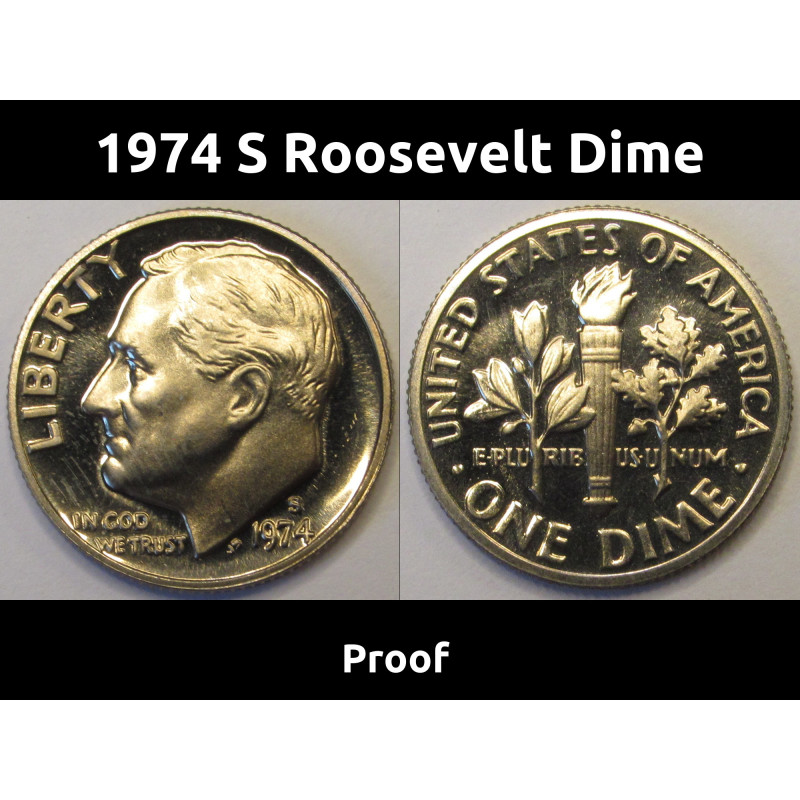 1974 S Roosevelt Dime - vintage beautiful American proof dime 1974 S Roosevelt Dime - vintage beautiful American proof dime