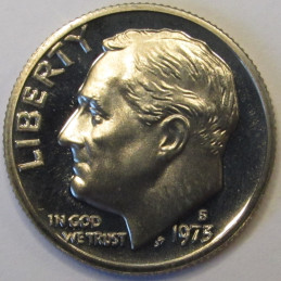 1975 S Roosevelt Dime - vintage beautiful S mintmark proof coin