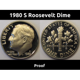 1980 S Roosevelt Dime - beautiful vintage American proof coin