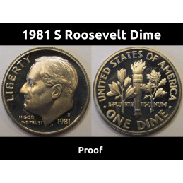 1981 S Roosevelt Dime - beautiful American S mintmark proof coin