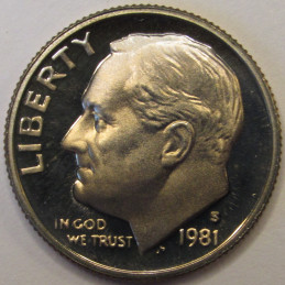 1981 S Roosevelt Dime - beautiful American S mintmark proof coin