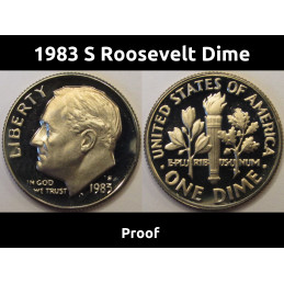 1983 S Roosevelt Dime - beautiful vintage American proof coin