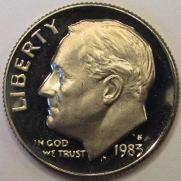 1983 S Roosevelt Dime - beautiful vintage American proof coin
