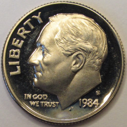 1984 S Roosevelt Dime - vintage beautiful American proof coin