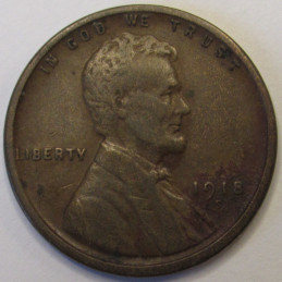 1918 S Lincoln Wheat Cent - vintage San Francisco mintmark wheat penny