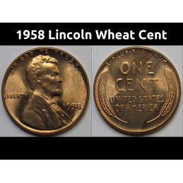 1958 Lincoln Wheat Cent - final year of issue uncirculated wheat penny