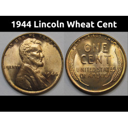 1944 Lincoln Wheat Cent - uncirculated antique WW2 era American wheat penny