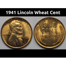 1941 Lincoln Wheat Cent - antique uncirculated WW2 era American wheat penny