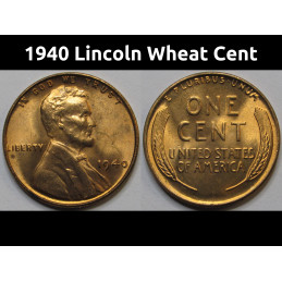 1940 Lincoln Wheat Cent - antique American uncirculated wheat penny