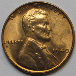 1940 Lincoln Wheat Cent - antique American uncirculated wheat penny