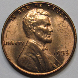 1953 Lincoln Wheat Cent - antique fifties American wheat penny