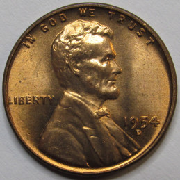 1954 D Lincoln Wheat Cent - antique uncirculated Denver rmintmark wheat penny