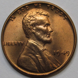 1949 Lincoln Wheat Cent - antique uncirculated American wheat penny