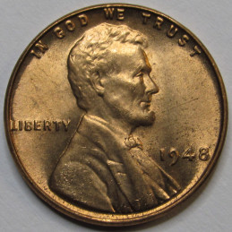 1948 Lincoln Wheat Cent - antique American uncirculated wheat penny