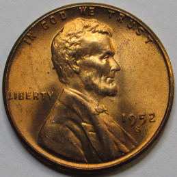 1952 S Lincoln Wheat Cent - antique San Francisco mintmark American wheat penny