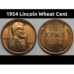 1954 Lincoln Wheat Cent - antique uncirculated American wheat penny