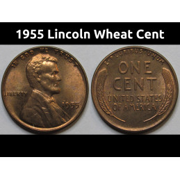 1955 Lincoln Wheat Cent - antique uncirculated American wheat penny