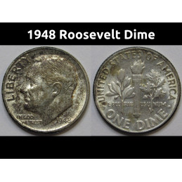 1948 Roosevelt Dime - antique early date American silver dime