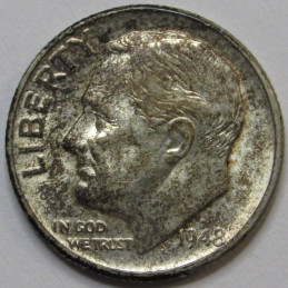 1948 Roosevelt Dime - antique early date American silver dime