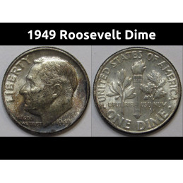 1949 Roosevelt Dime - antique toned American silver dime
