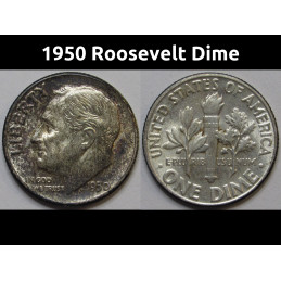 1950 Roosevelt Dime - antique toned American silver dime