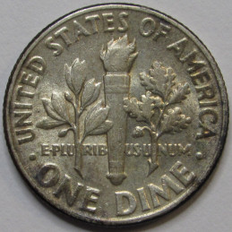 1953 Roosevelt Dime - antique toned American silver dime