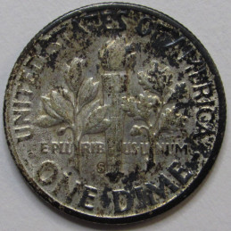 1955 S Roosevelt Dime - antique San Francisco mintmark album toned coin
