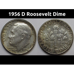 1956 D Roosevelt Dime - antique Denver mintmark uncirculated American dime
