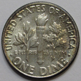 1958 Roosevelt Dime - antique toned American silver dime