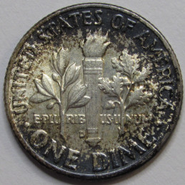 1958 D Roosevelt Dime - antique Denver mintmark American silver dime