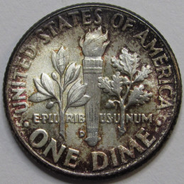 1960 D Roosevelt Dime - antique beautifully toned American silver dime