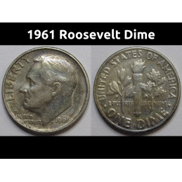 1961 Roosevelt Dime - antique American silver dime