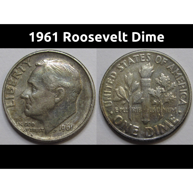 1961 Roosevelt Dime - antique American silver dime 1961 Roosevelt Dime - antique American silver dime