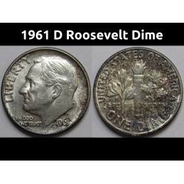 1961 D Roosevelt Dime - antique album toned uncirculated American dime