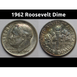 1962 Roosevelt Dime - antique toned American silver dime