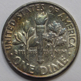 1962 Roosevelt Dime - antique toned American silver dime