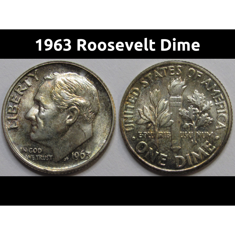 1963 Roosevelt Dime -antique album toned Ameican silver dime 1963 Roosevelt Dime -antique album toned Ameican silver dime
