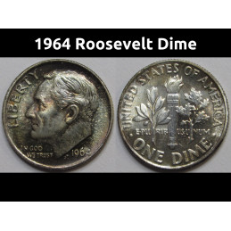 1964 Roosevelt Dime - antique album toned American silver dime