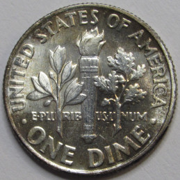 1964 Roosevelt Dime - antique album toned American silver dime