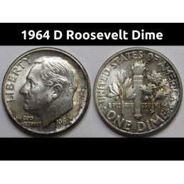 1964 D Roosevelt Dime - antique Denver mintmark uncirculated toned silver dime
