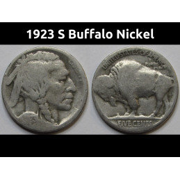 1923 S Buffalo Nickel - antique better date San Francisco mintmark nickel