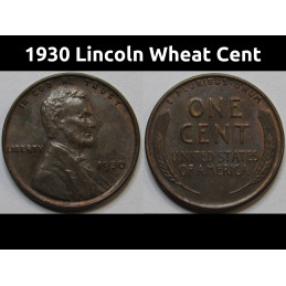 1930 Lincoln Wheat Cent - antique uncirculated American wheat penny