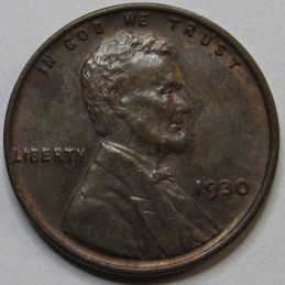 1930 Lincoln Wheat Cent - antique uncirculated American wheat penny