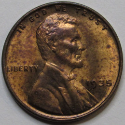 1935 Lincoln Wheat Cent - antique uncirculated Great Depression era American penny